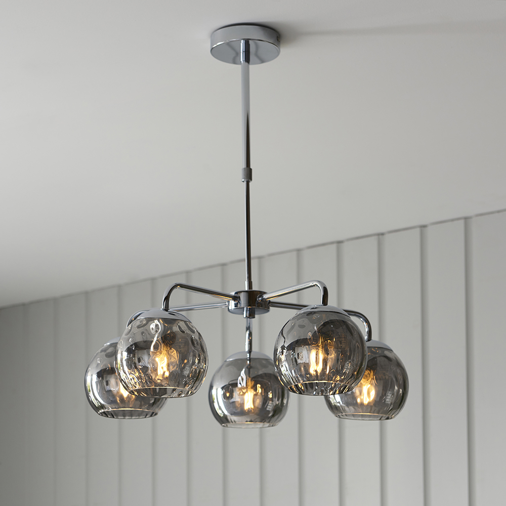Modern Chrome Pendant Light | 5lt Chrome Pendant Light