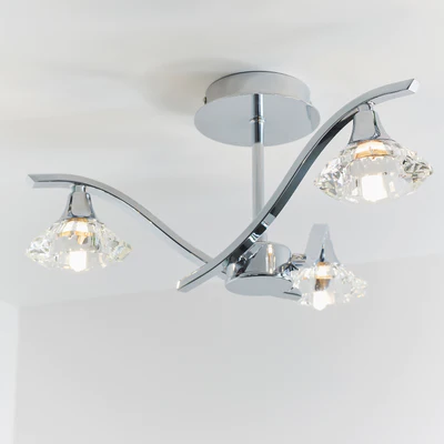 3lt Semi-Flush Ceiling Light | Polished Chrome Ceiling Lights