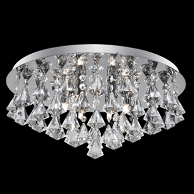 6 Light Flush Crystal Ceiling Light polished chrome