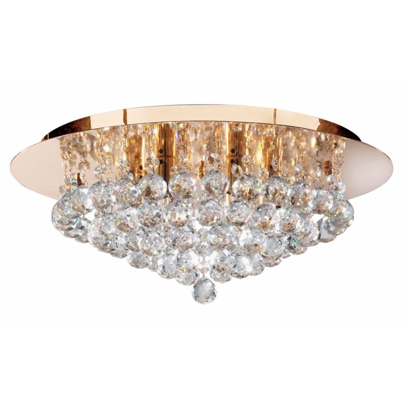 9134066GO 6 Light Gold & Crystal Ceiling Light