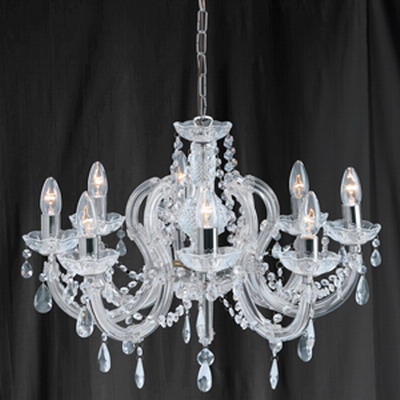 913998 Maria 8 Light Chrome/ Glass Chandelier