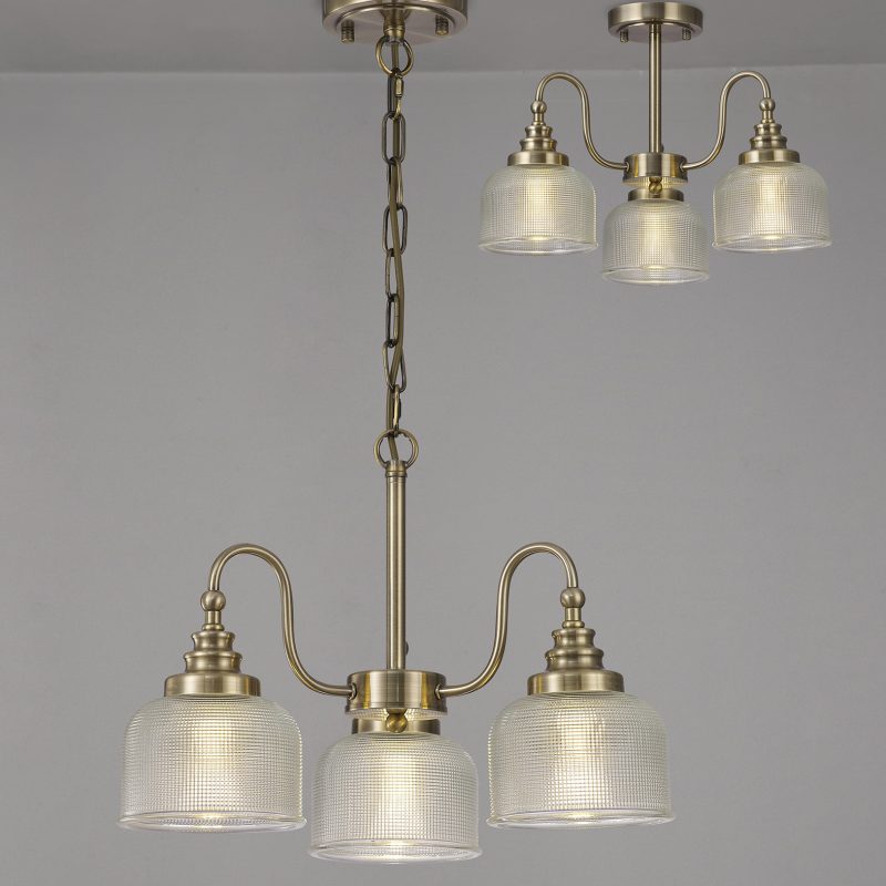 Sherborne 3 Light Pendant Light Antique Brass