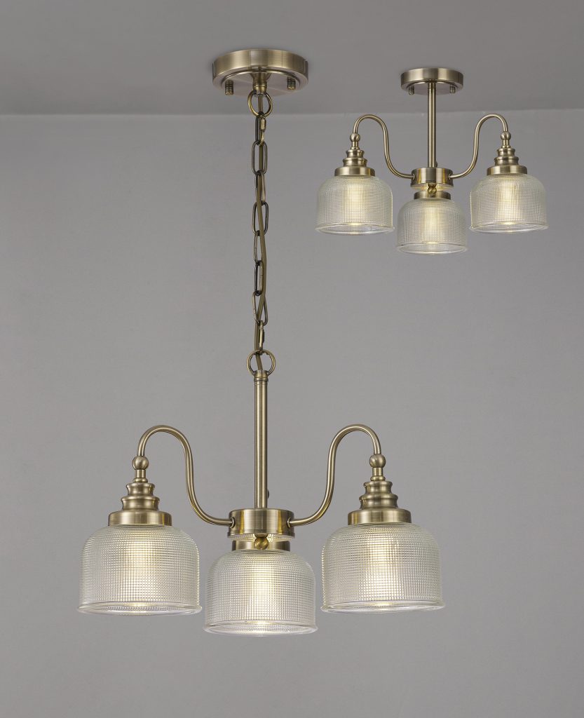 Sherborne 3 Light Pendant Light Antique Brass