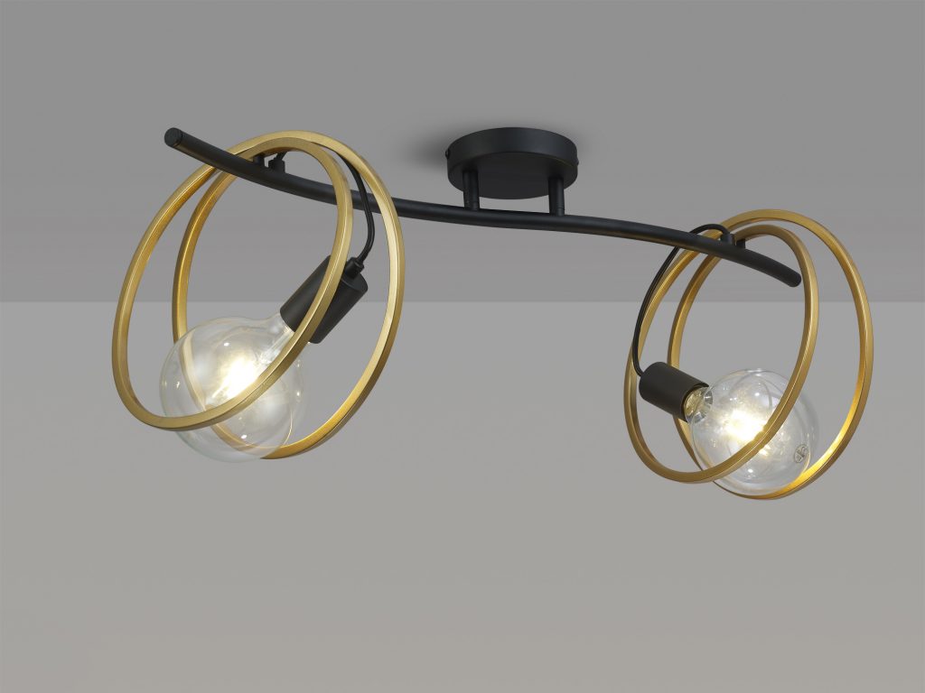 2 Light Matt Black/Painted Gold | Black Twin Wall Light