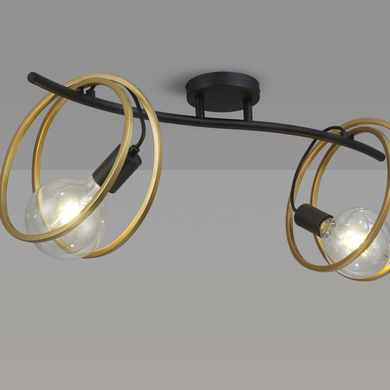 2 Light Matt Black/Painted Gold | Black Twin Wall Light