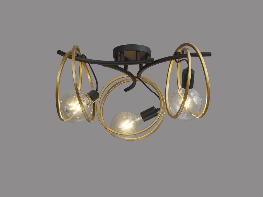 Black And Gold 3lt Ceiling Light | Black Ceiling Lights
