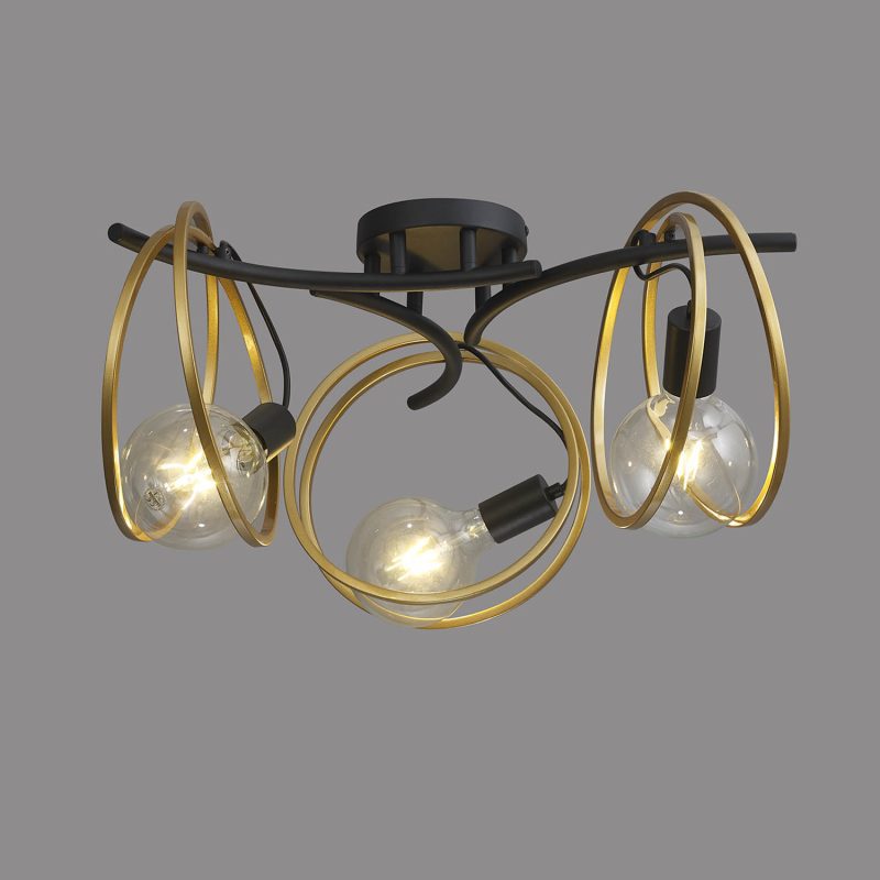 Black And Gold 3lt Ceiling Light | Black Ceiling Lights