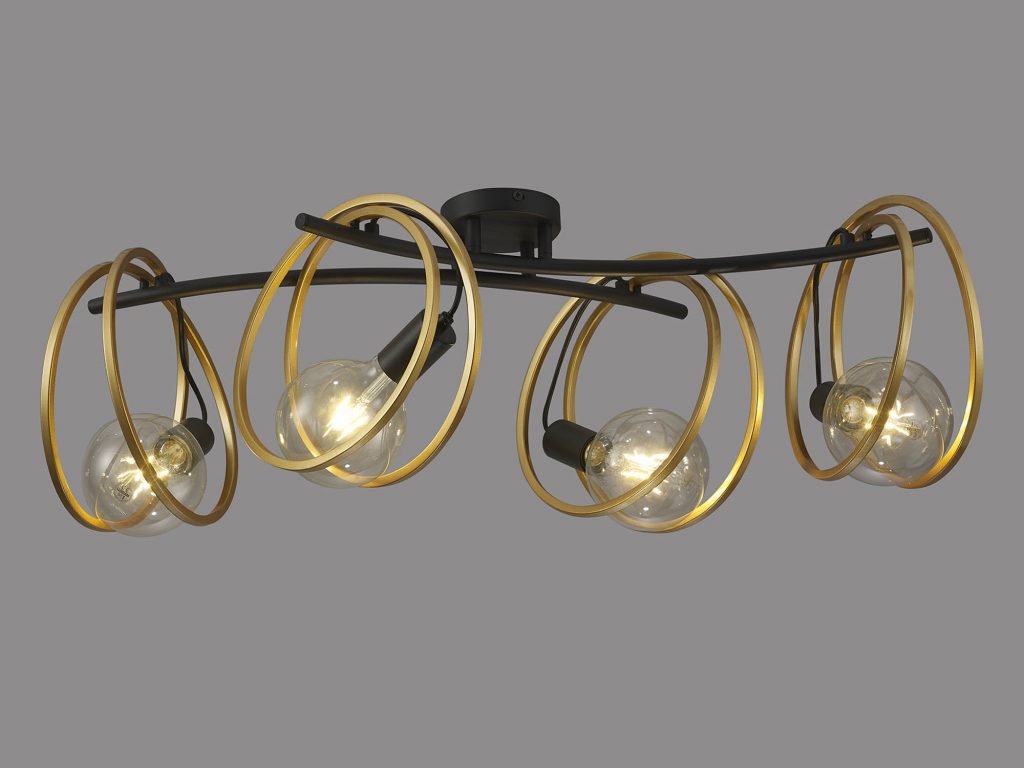 4lt Matt Black/Painted Gold | Black ceiling lights