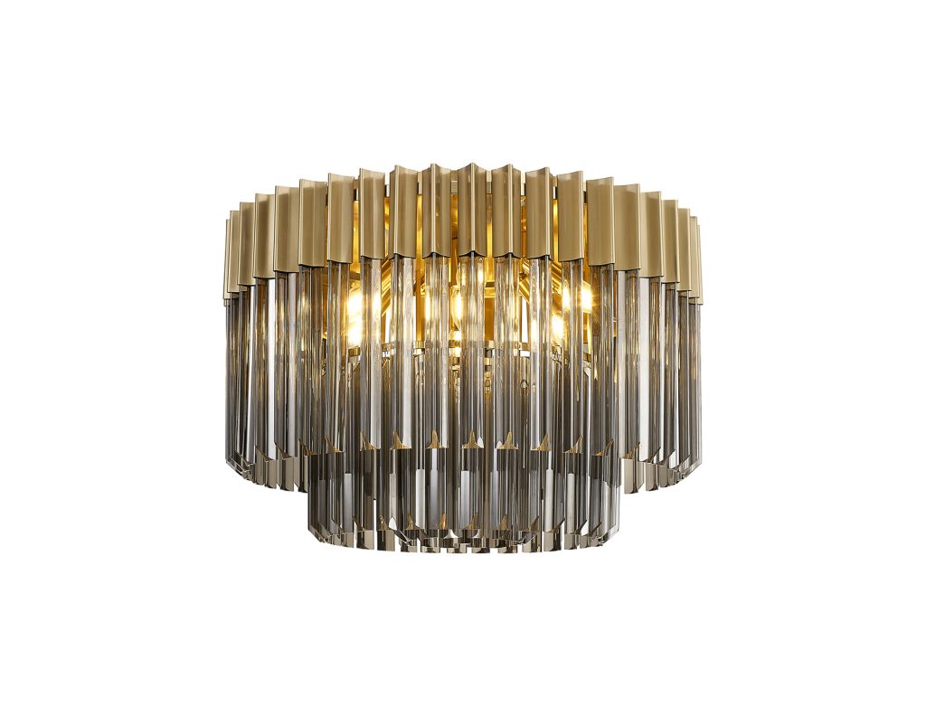 Brass Chandelier Light | Brass Chandelier Smoked Glass
