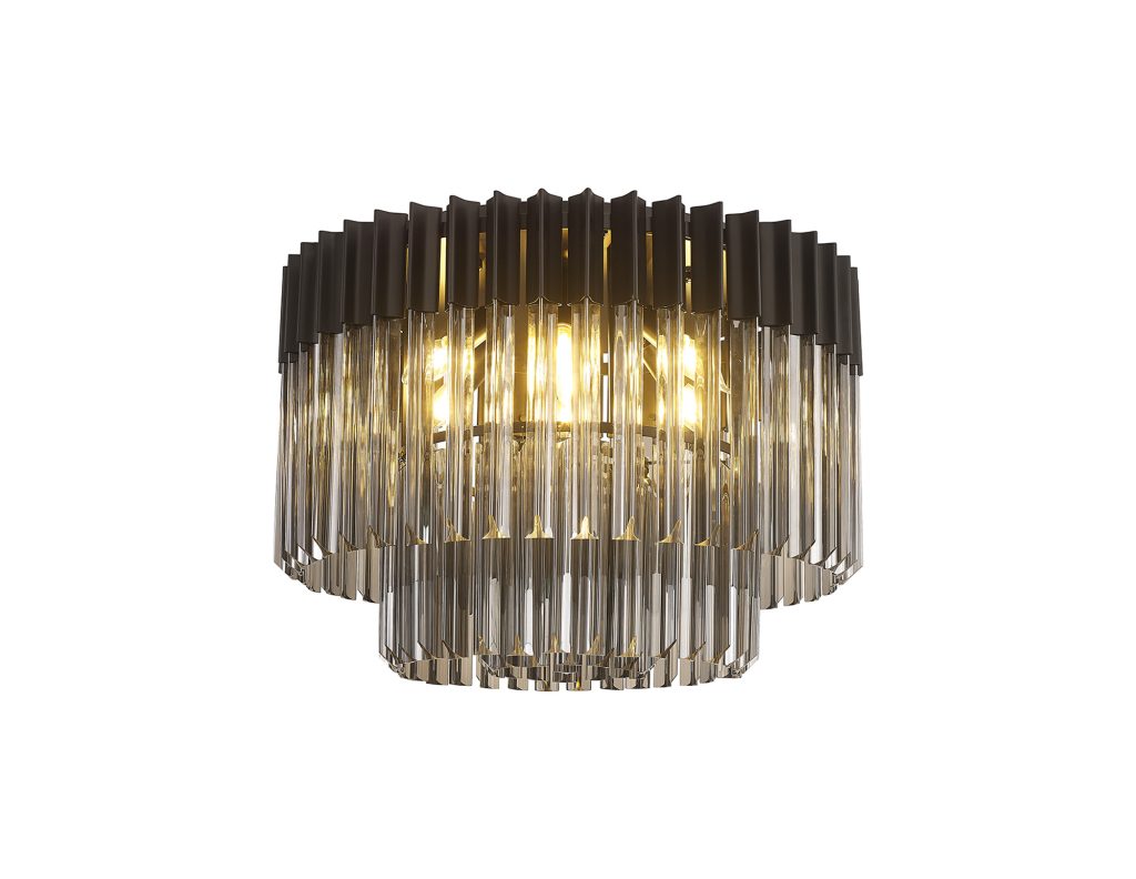 Flush Chandelier Lights | Matt Black Crystal Light