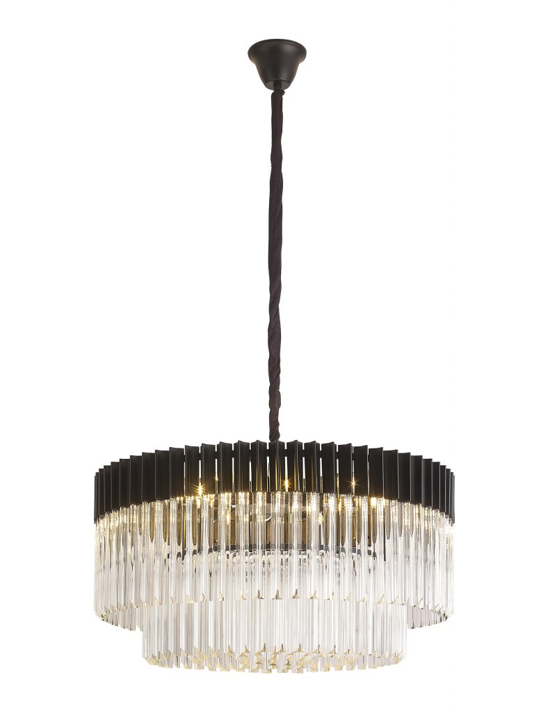 Matt Black Glass Pendant | Crystal Pendant Light