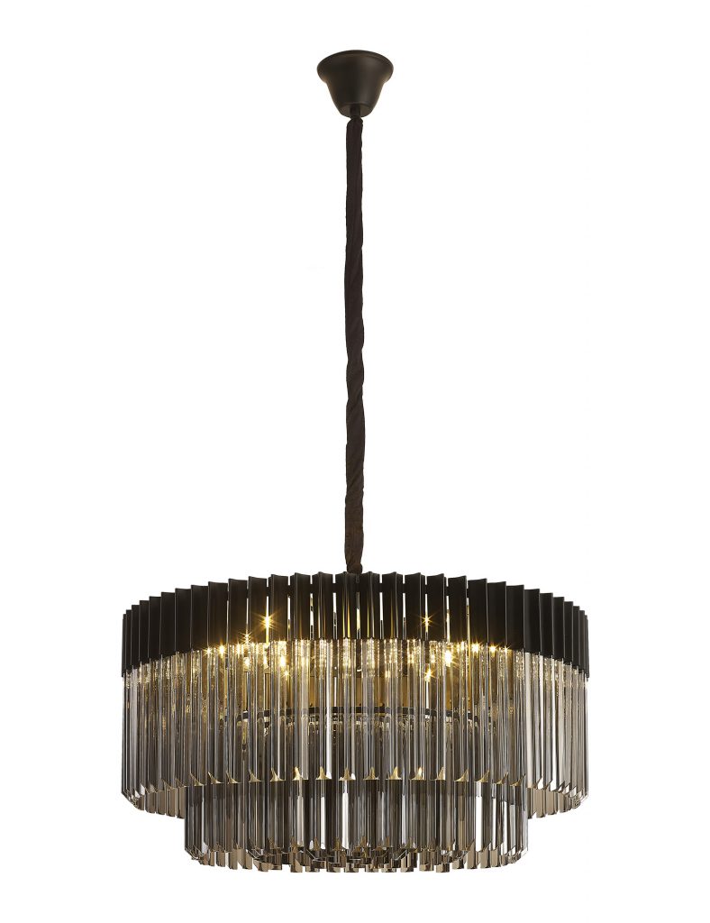 Modern Glass Ceiling Pendant | Matt Black Smoked Glass Pendant