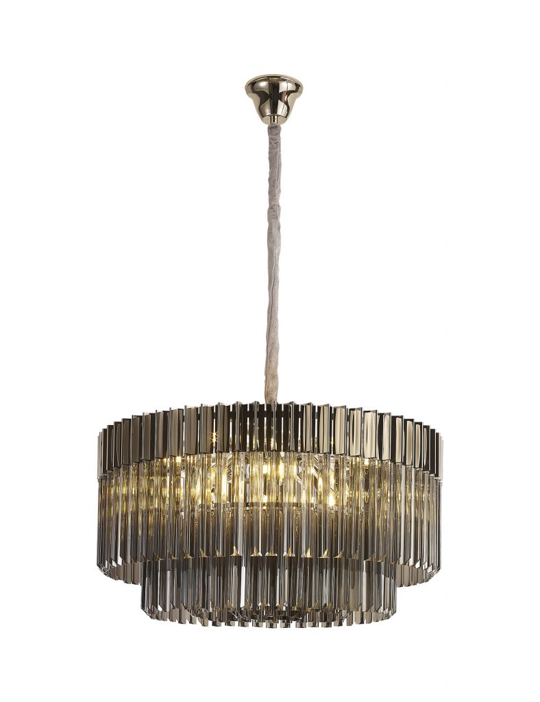 Modern Ceiling Pendant | Polished Nickel Smoked Glass Pendant
