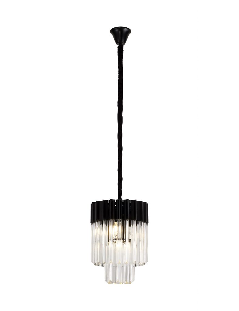 Crystal Ceiling Pendants | Matt Black Glass Pendant