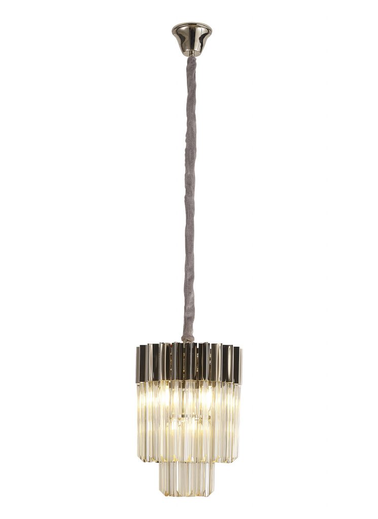 Crystal Pendant Lights | Polished Nickel Glass Pendant
