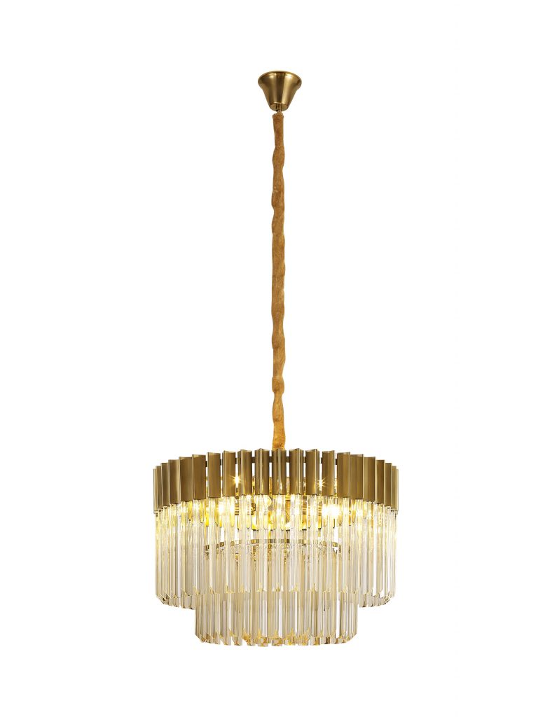 400651 Shard 8 Light pendant Brass with Cognac Glass