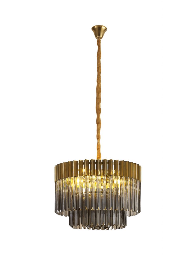 400652 Shard 8 Light pendant Brass with Smoked Glass 