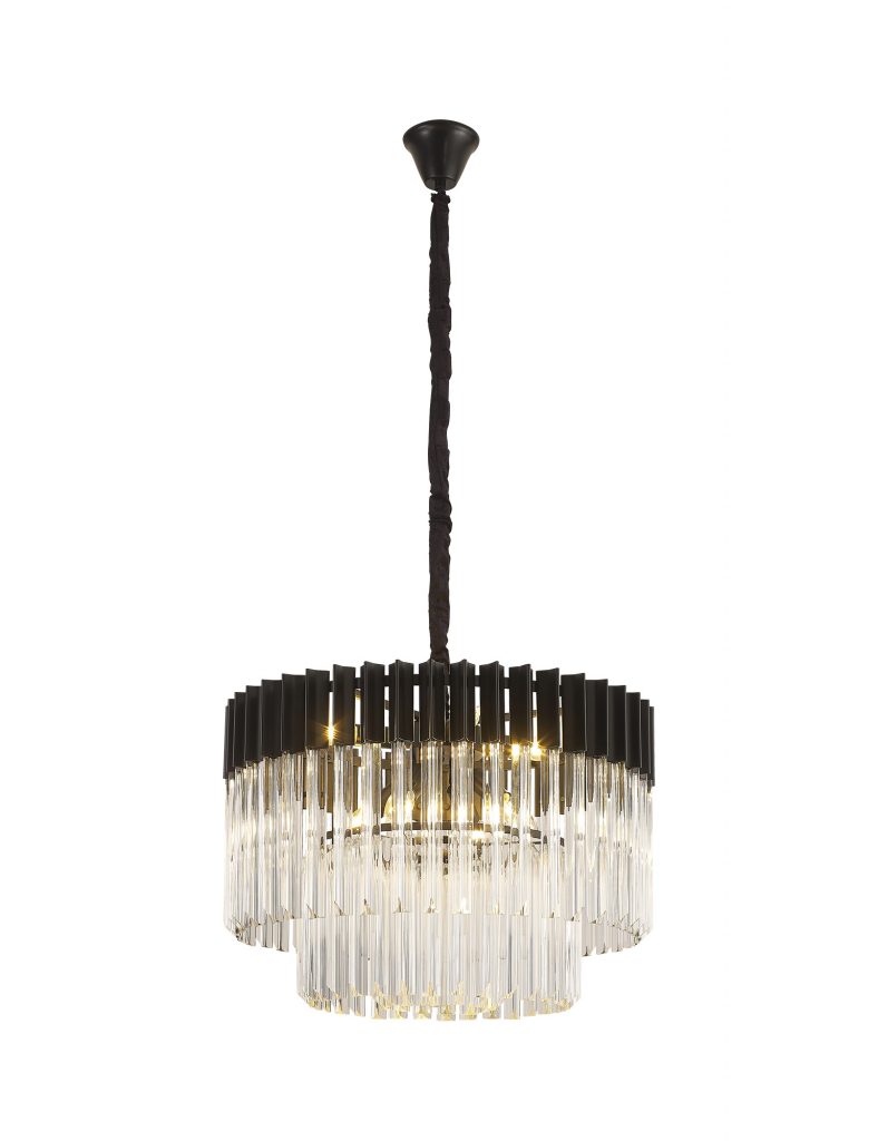 400653 Shard 8 Light pendant Matt Black with Clear Glass