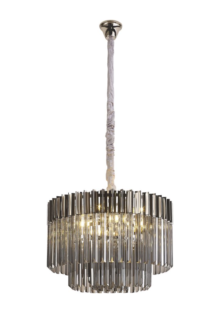 Modern Chandelier Pendant | 60cm Nickel Pendant Smoked