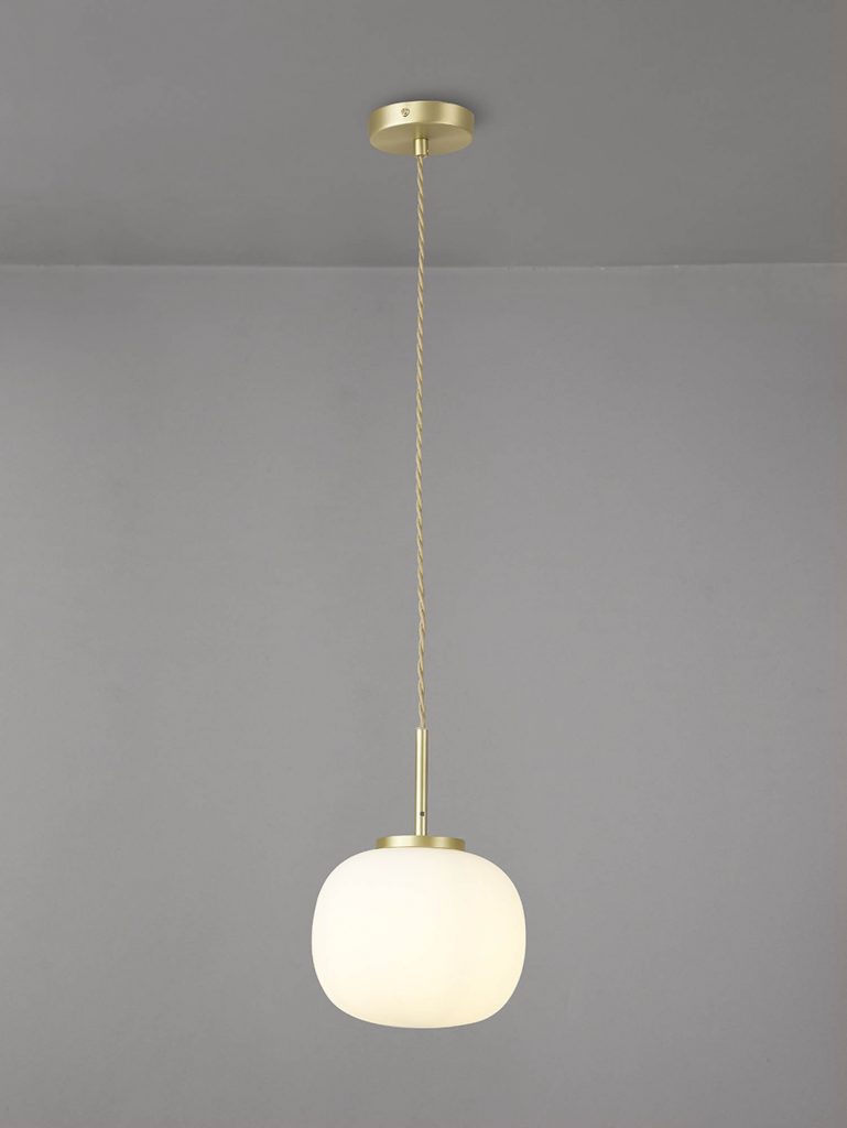 Single Pendant Satin Gold With Opal Glass