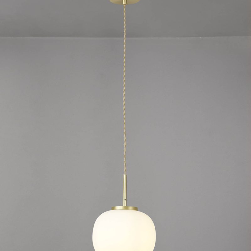 Single Pendant Satin Gold With Opal Glass