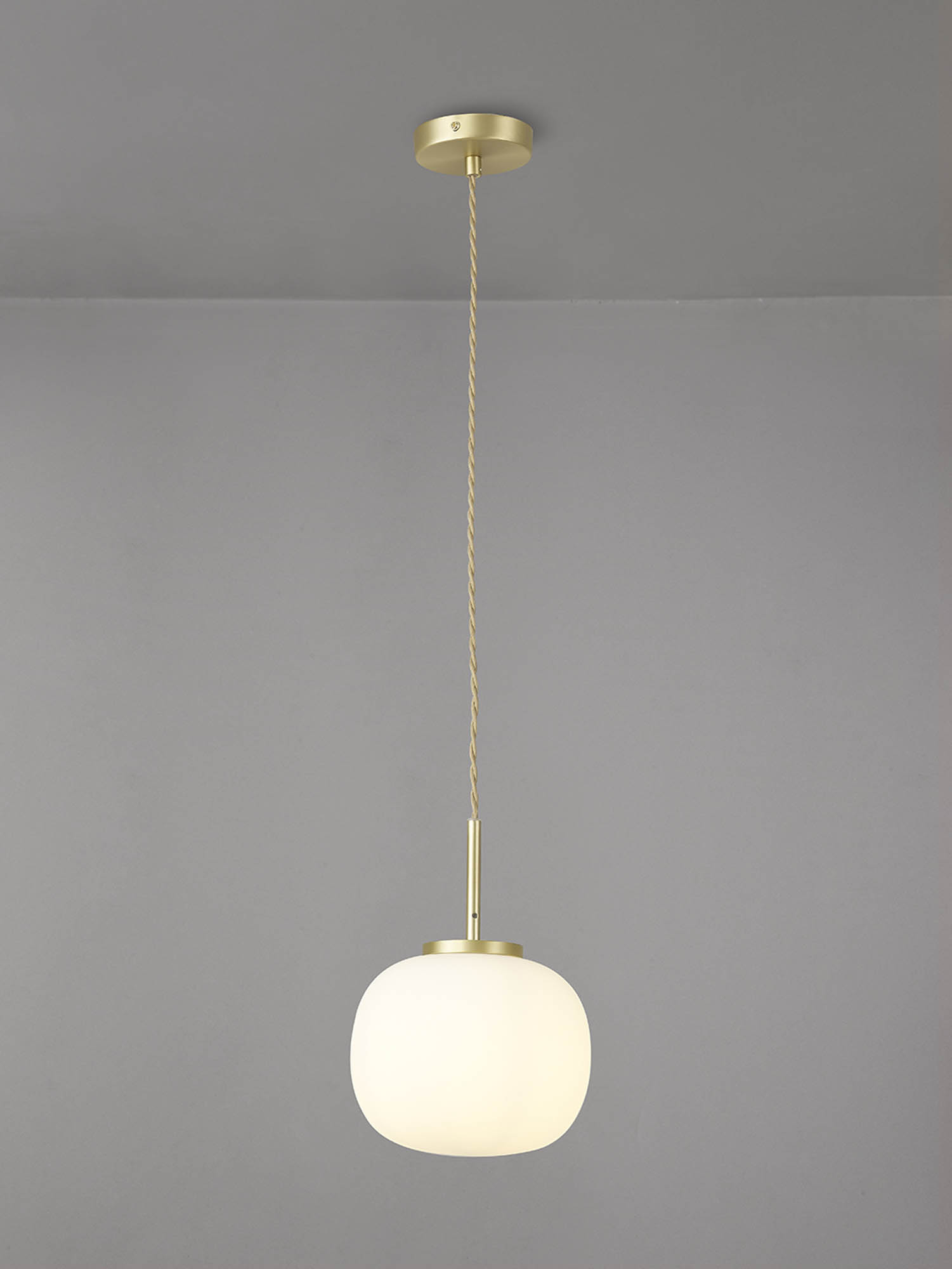 Single Pendant Satin Gold With Opal Glass