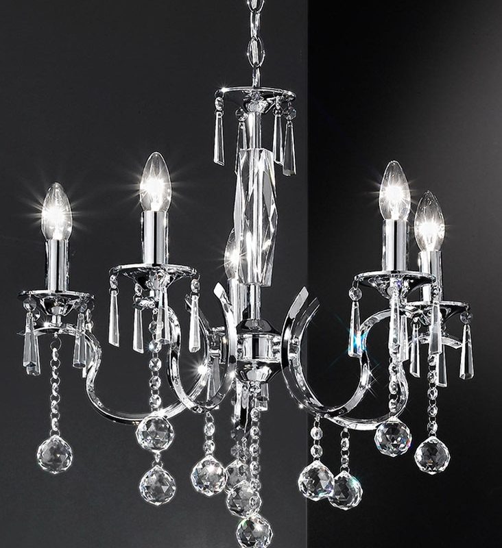 Franklite FL2155/5 Tafetta 5 light Crystal Chandelier Chrome