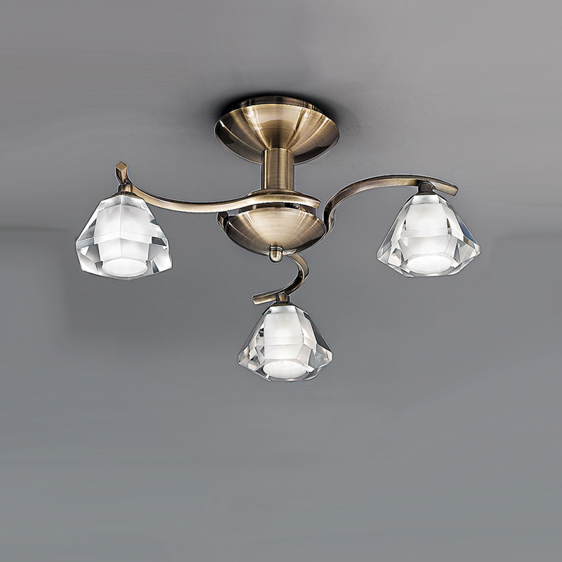 Franklite FL2163/3 Twista 3 light Antique Brass Ceiling Light