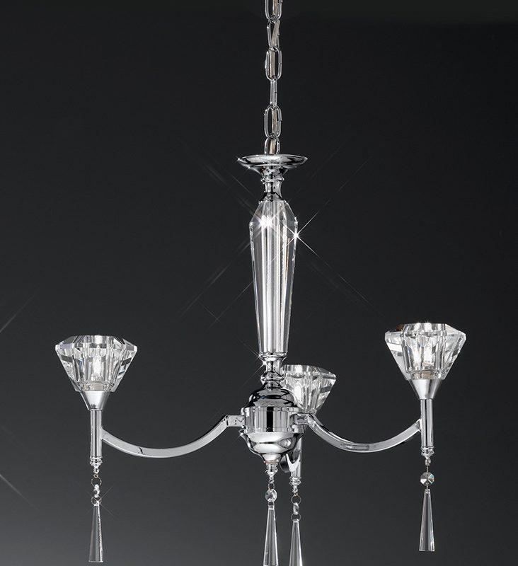 Franklite FL2237/3 Desian 3 light crystal chandelier chrome