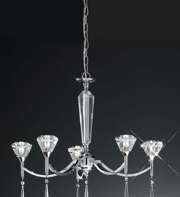 Franklite FL2237/5 Desian 5 light crystal chandelier chrome