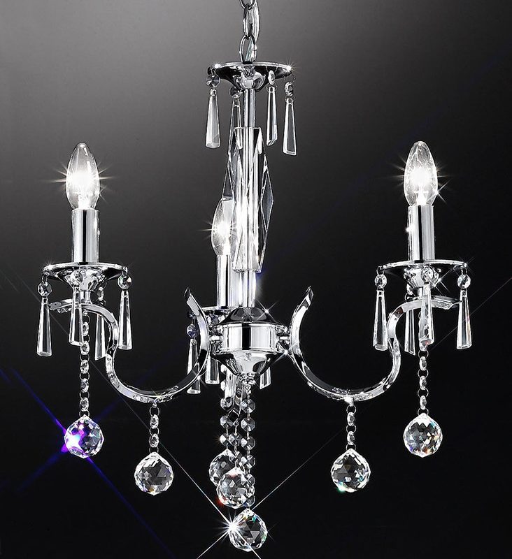Franklite FL2155/3 Taffeta 3 light Crystal Chandelier Chrome