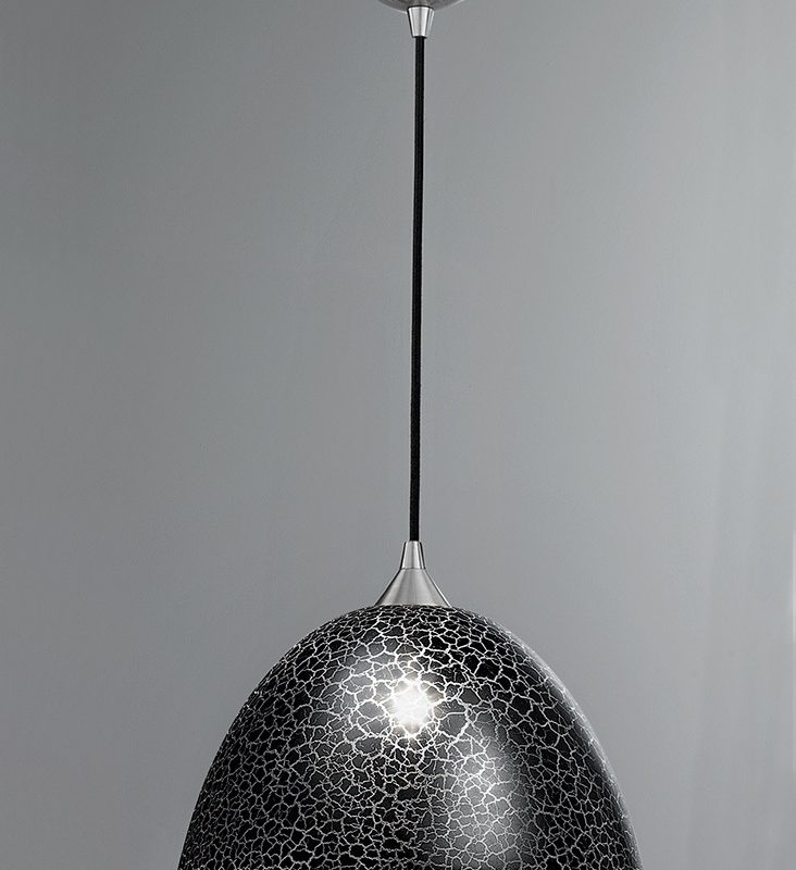 Kitchen Island Pendant Lights | Black Crackle Glass Pendant