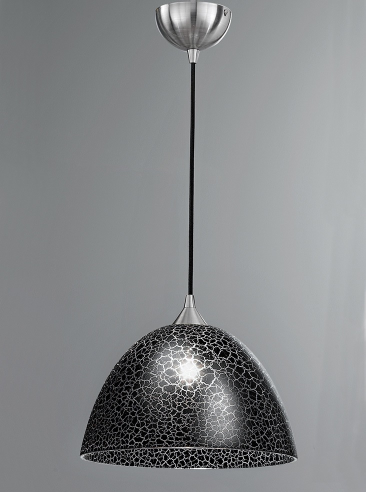 Kitchen Island Pendant Lights | Black Crackle Glass Pendant