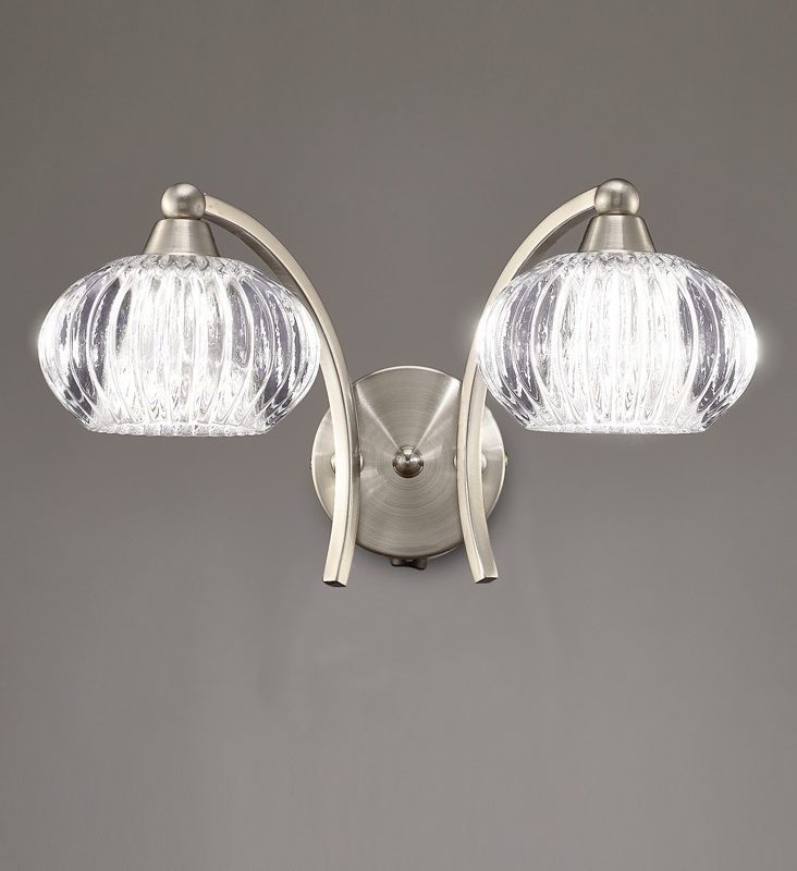 Franklite FL2335/2 Ripple 2 Light Wall Light Satin Nickel