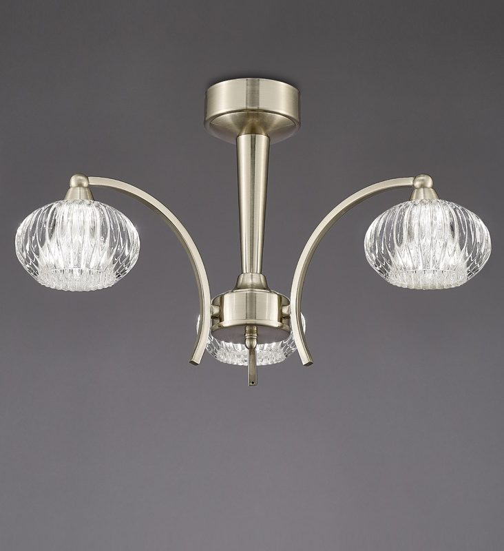Franklite FL2335/3 Ripple 3 Light Ceiling Light Satin Nickel