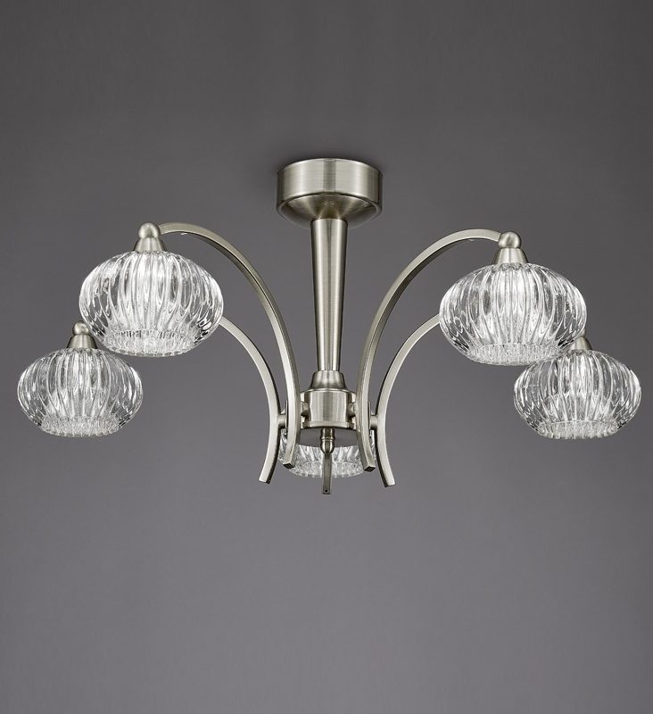 Franklite FL2335/5 Ripple 5 Light Ceiling Light Satin Nickel
