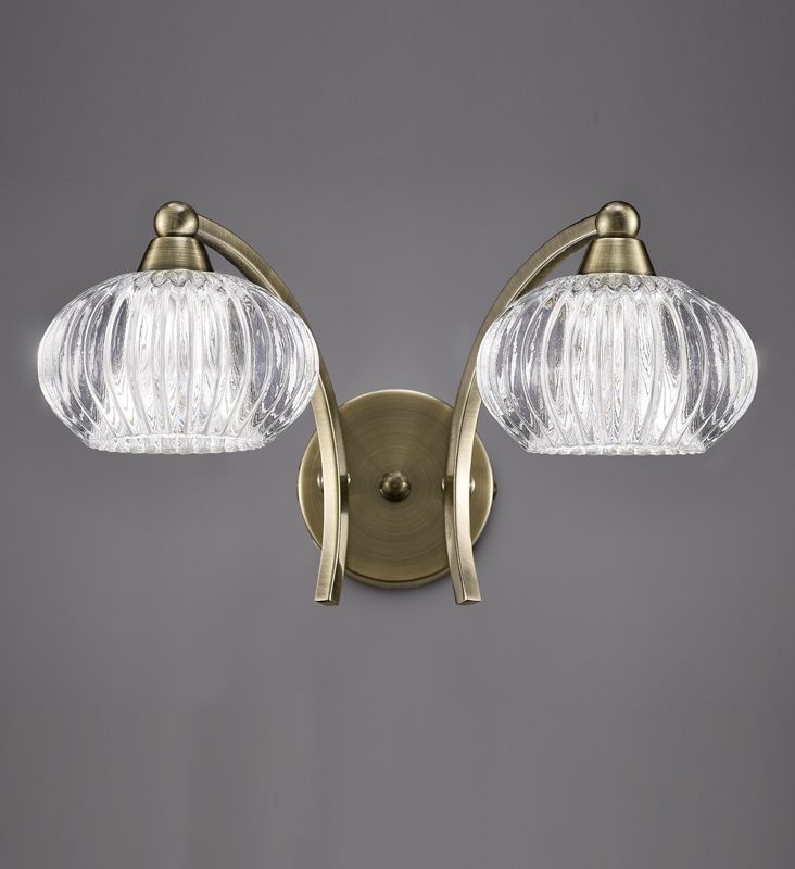 Franklite FL2336/2 Ripple 2 Light Wall Light Antique Brass