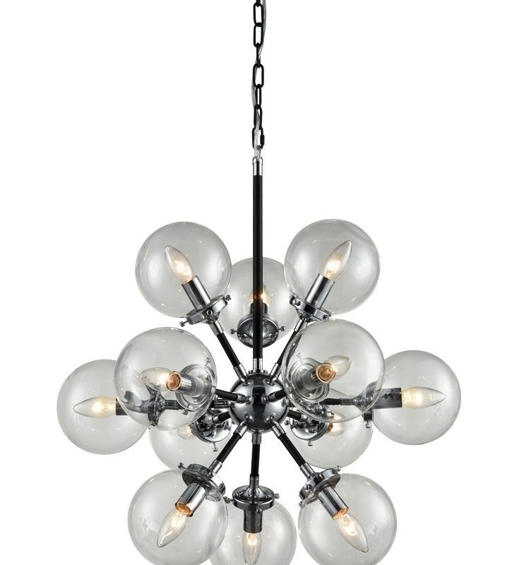Franklite FL2369/12 Reaction 12lt pendant Chrome/Black