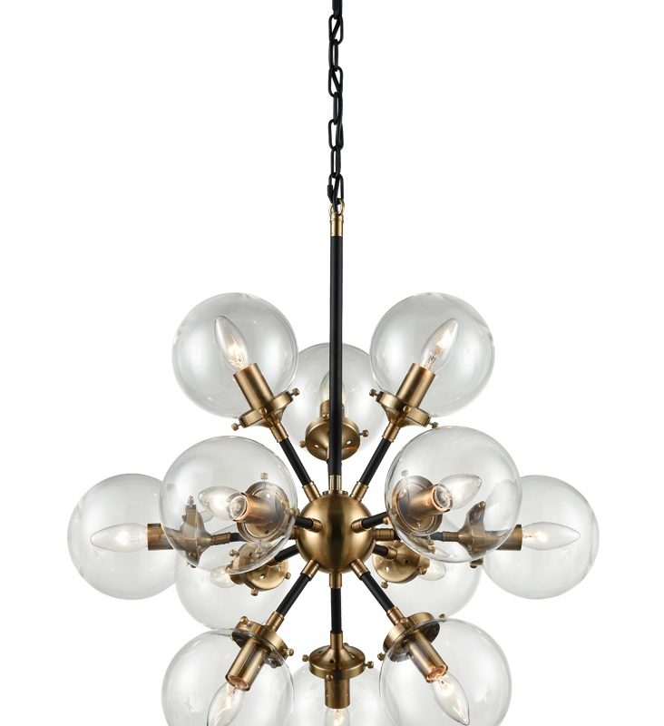 Franklite FL2370/12 Reaction 12lt pendant Antique Gold/Black