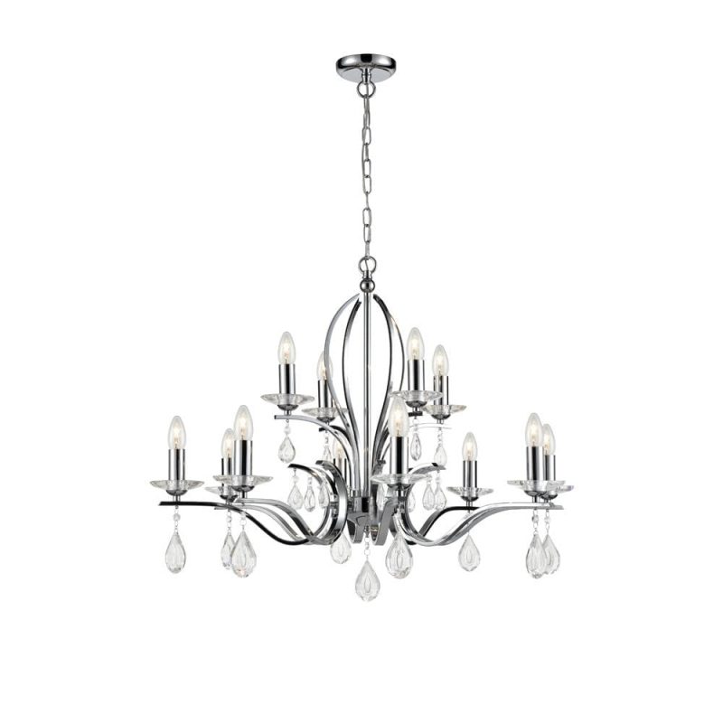 Swallow 12 Light Chandelier Polished Chrome 80cm