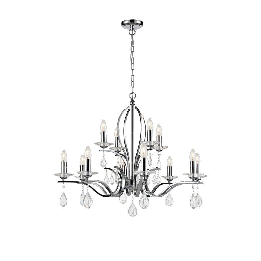 Swallow 12 Light Chandelier Polished Chrome 80cm