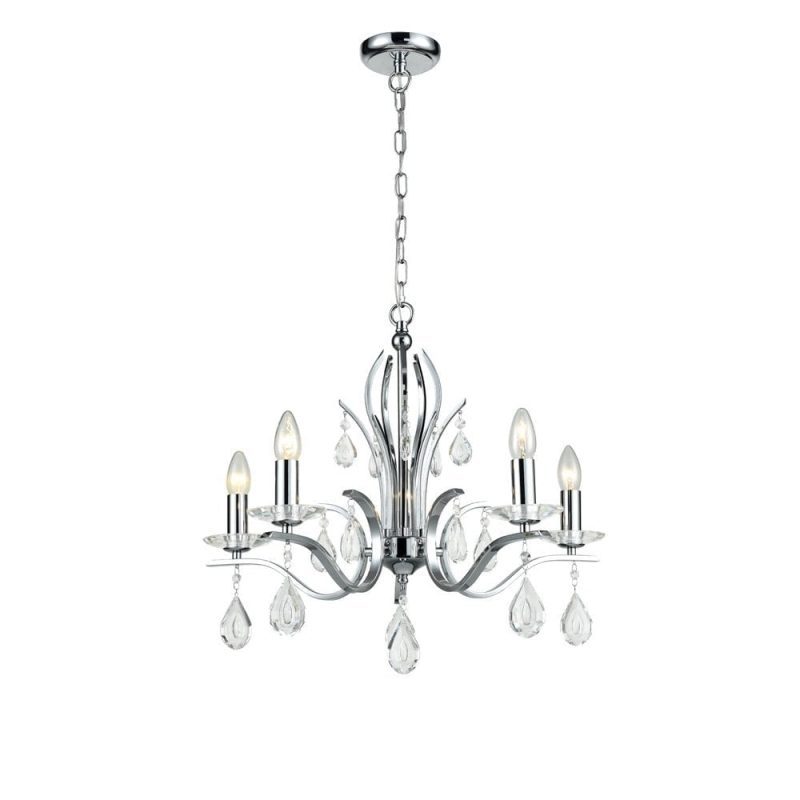 Swallow 5 Light Chandelier Polished Chrome 60cm
