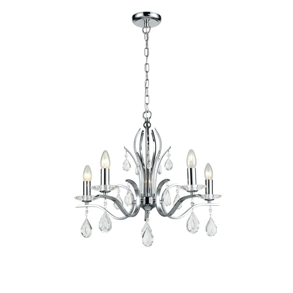 Swallow 5 Light Chandelier Polished Chrome 60cm