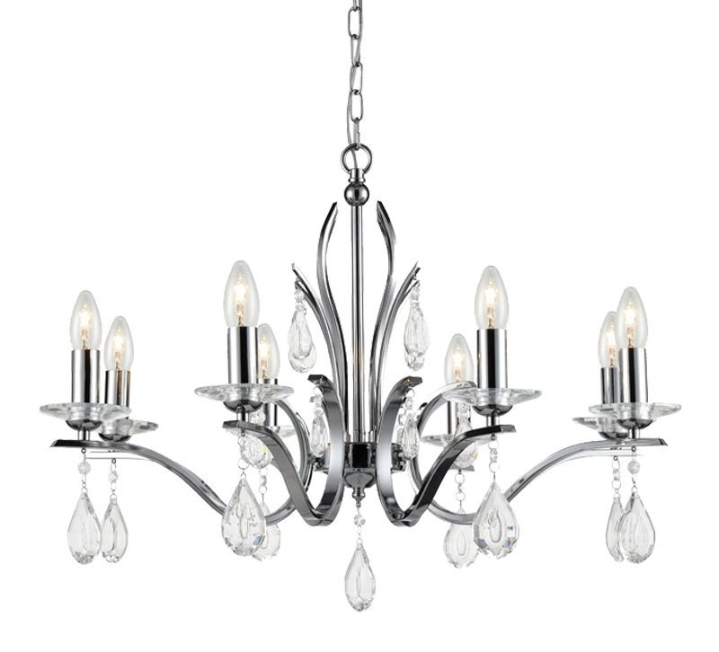 Swallow 8 Light Chandelier Polished Chrome 70cm