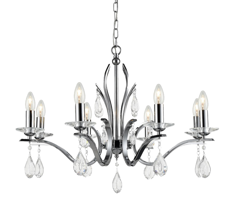 Swallow 8 Light Chandelier Polished Chrome 70cm