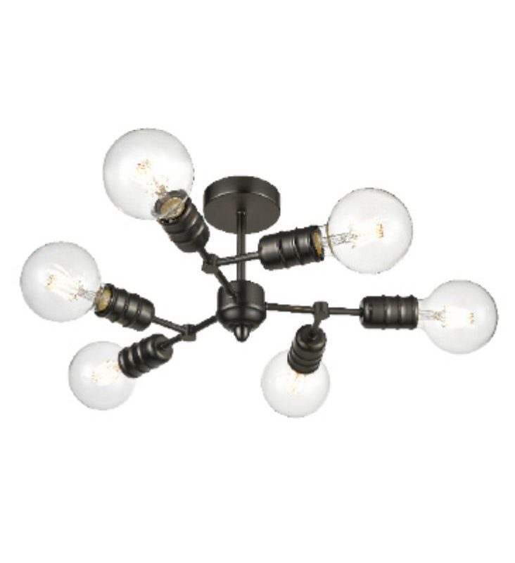 Franklite FL2408-6 6 Light Impact Gun Metal Ceiling Light