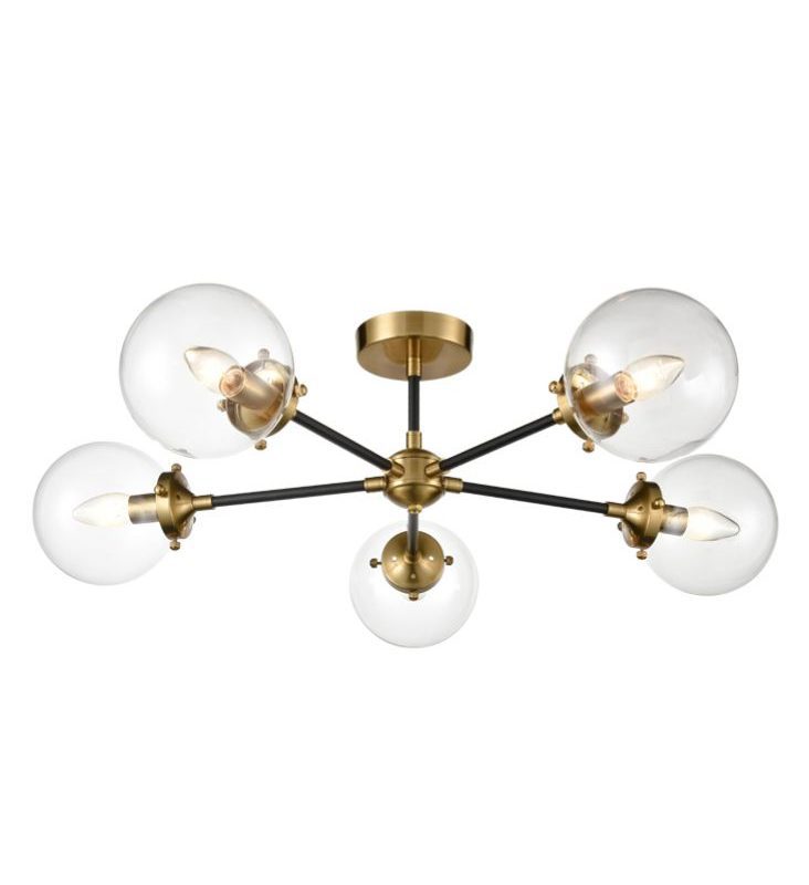 Gold Ceiling lights | 5Lt Flush Antique Gold