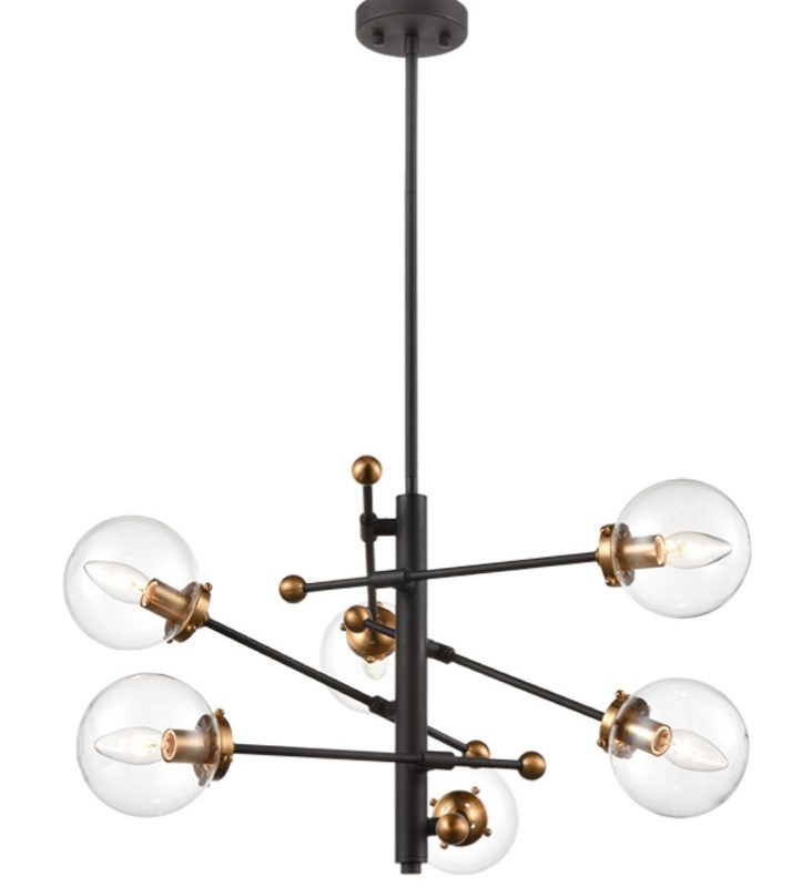 FL2410/6 Diffraction 6 Light Pendant Antique Gold/Matt Black