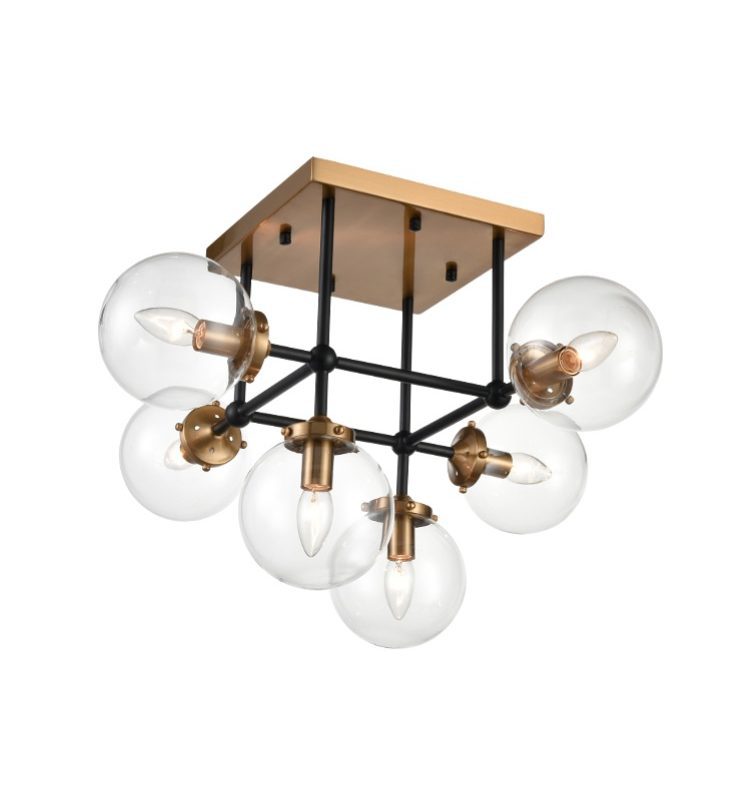 Franklite FL2411-6 Diffraction 6 Light Flush Antique Gold/Matt Black