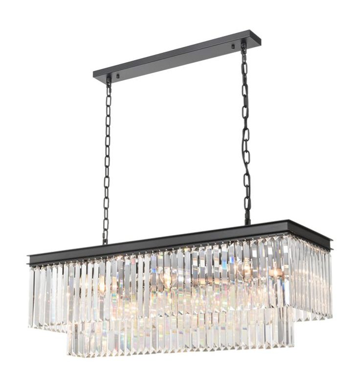Franklite FL2413/11 Perdita 11 Light Matt Black Crystal Pendant